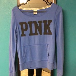 PINK royal blue cutoff crew neck